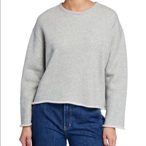 Vince Grey Cropped Crew Neck Sweatshirt